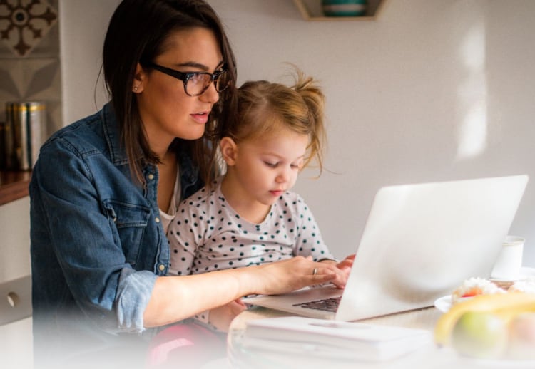 Mom working from home.